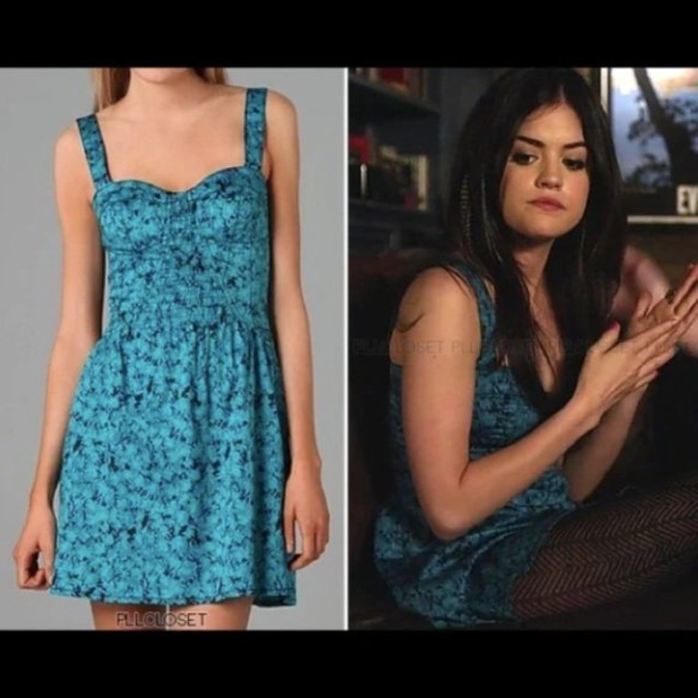 ASO PLL Free People Teal & Blue Floral Mini Dress Free